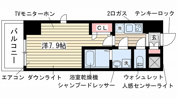 神戸市中央区旭通の賃貸物件の間取写真
