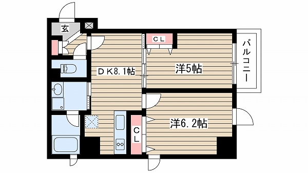 神戸市中央区加納町の賃貸物件の間取写真