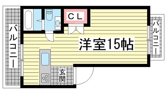 神戸市中央区熊内町の賃貸物件の間取写真