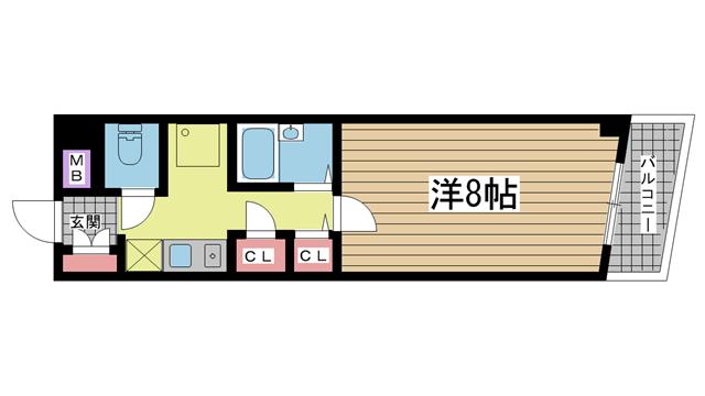 神戸市中央区中山手通の賃貸物件の間取写真