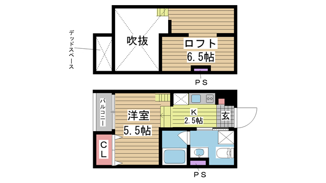 神戸市長田区海運町(JR山陽本線鷹取)のアパート賃貸物件 間取画像