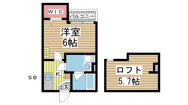 神戸市長田区真野町(JR山陽本線新長田)のアパート賃貸物件 間取画像
