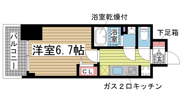 神戸市兵庫区西出町(JR東海道本線(近畿)神戸)のマンション賃貸物件 間取画像