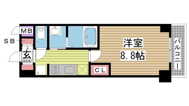 神戸市兵庫区駅前通(神戸高速線大開)のマンション賃貸物件 間取画像