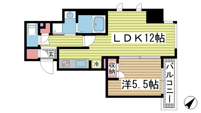 神戸市中央区相生町(JR東海道本線(近畿)神戸)のマンション賃貸物件 間取画像
