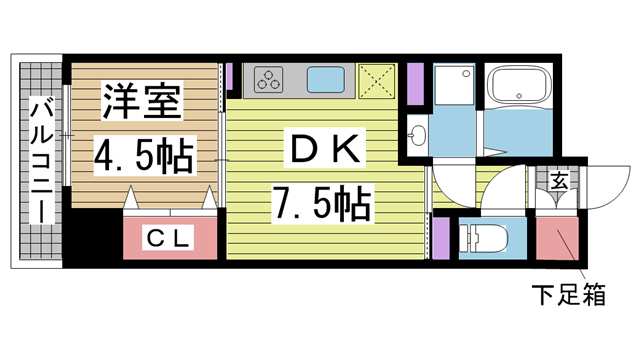 神戸市中央区海岸通(JR東海道本線(近畿)元町)のマンション賃貸物件 間取画像