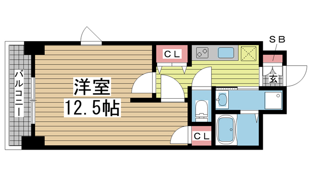 神戸市中央区日暮通(JR東海道本線(近畿)三ノ宮)のマンション賃貸物件 間取画像