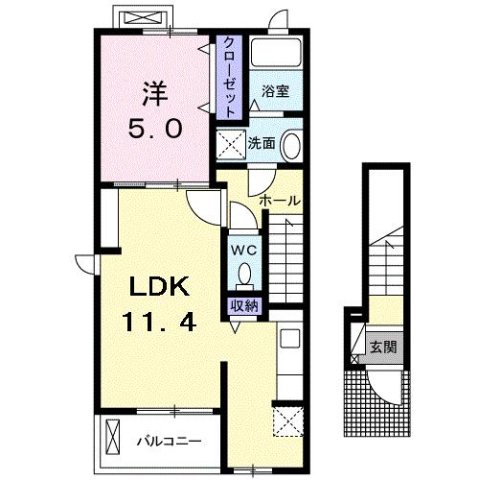 神戸市北区山田町小部(神戸電鉄有馬線北鈴蘭台)のアパート賃貸物件 間取画像