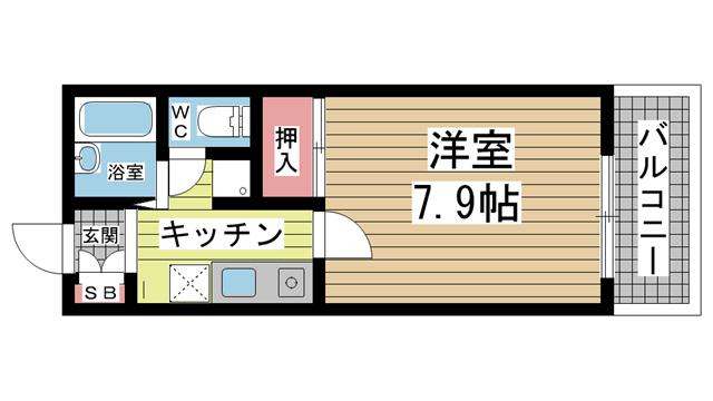 神戸市兵庫区上沢通(神戸市営地下鉄線上沢)のアパート賃貸物件 間取画像