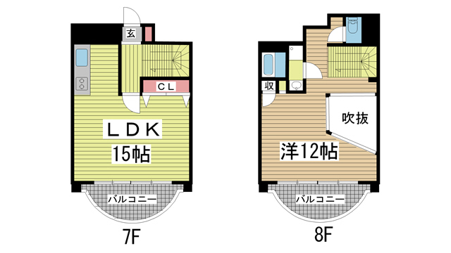 神戸市中央区二宮町(JR東海道本線(近畿)三ノ宮)のマンション賃貸物件 間取画像