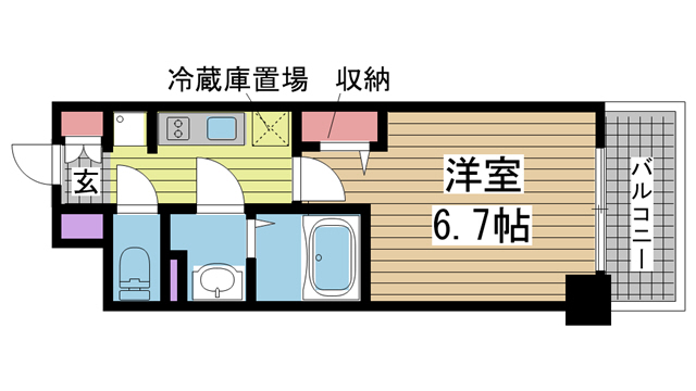 神戸市兵庫区西出町(JR東海道本線(近畿)神戸)のマンション賃貸物件 間取画像