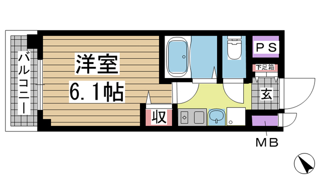 神戸市兵庫区駅南通(JR山陽本線兵庫)のマンション賃貸物件 間取画像