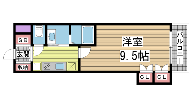 神戸市兵庫区塚本通(JR山陽本線兵庫)のマンション賃貸物件 間取画像