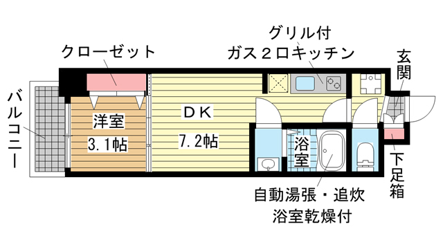 神戸市兵庫区浜崎通(JR山陽本線兵庫)のマンション賃貸物件 間取画像