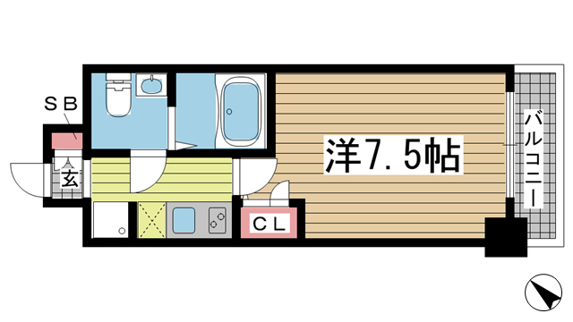 神戸市中央区御幸通(JR東海道本線(近畿)三ノ宮)のマンション賃貸物件 間取画像