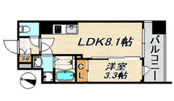 神戸市中央区琴ノ緒町(JR東海道本線(近畿)三ノ宮)のマンション賃貸物件 間取画像