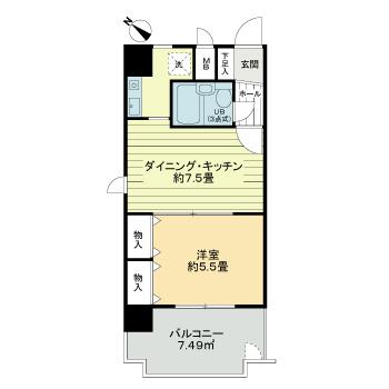 神戸市兵庫区西橘通(神戸高速線高速神戸)のマンション賃貸物件 間取画像