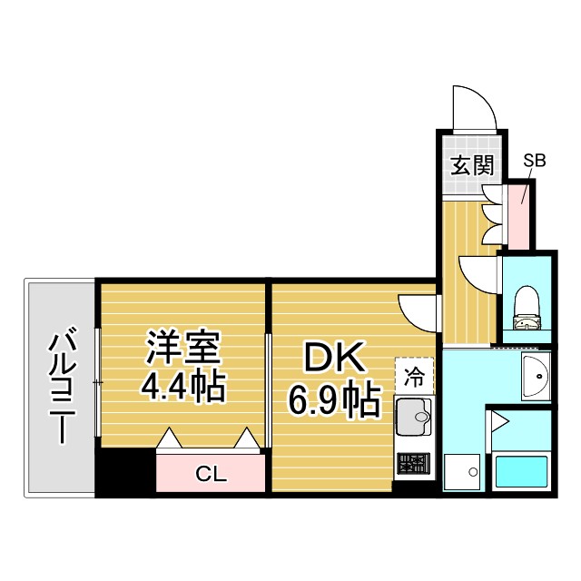 神戸市中央区日暮通(JR東海道本線(近畿)三ノ宮)のマンション賃貸物件 間取画像