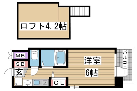 神戸市中央区琴ノ緒町(JR東海道本線(近畿)三ノ宮)のマンション賃貸物件 間取画像