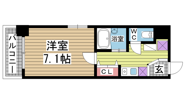 神戸市中央区下山手通(JR東海道本線(近畿)神戸)のマンション賃貸物件 間取画像