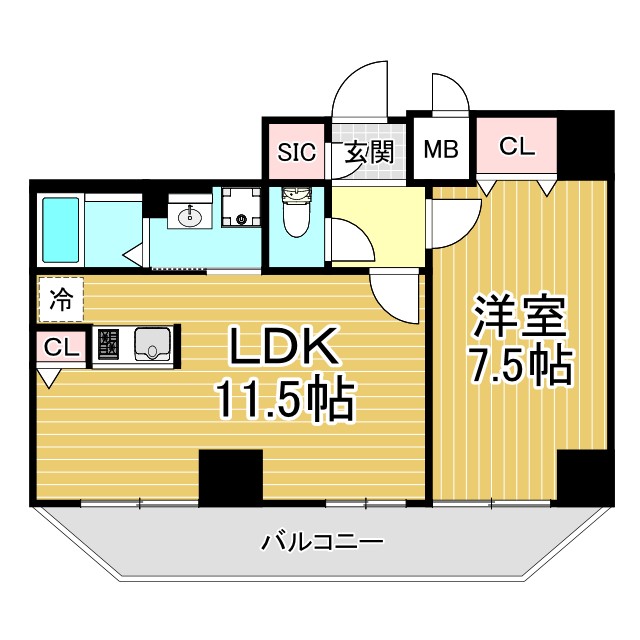 神戸市中央区下山手通(JR東海道本線(近畿)神戸)のマンション賃貸物件 間取画像