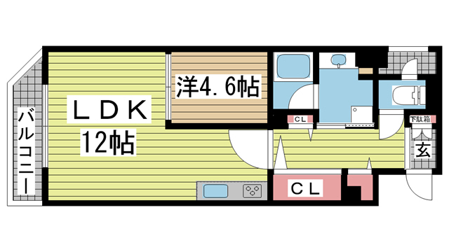 神戸市中央区中山手通(JR東海道本線(近畿)三ノ宮)のマンション賃貸物件 間取画像