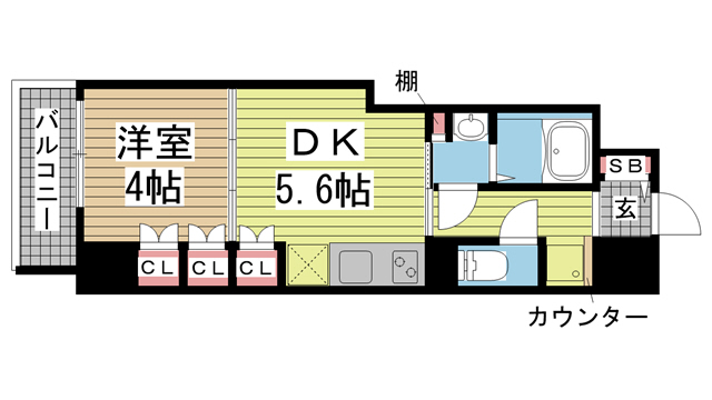 神戸市中央区下山手通(JR東海道本線(近畿)元町)のマンション賃貸物件 間取画像