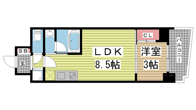 神戸市中央区海岸通(JR東海道本線(近畿)元町)のマンション賃貸物件 間取画像