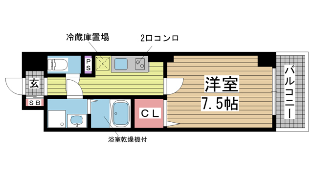 神戸市中央区元町通(JR東海道本線(近畿)元町)のマンション賃貸物件 間取画像