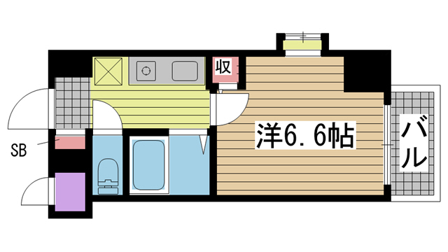 神戸市兵庫区新開地(JR東海道本線(近畿)神戸)のマンション賃貸物件 間取画像