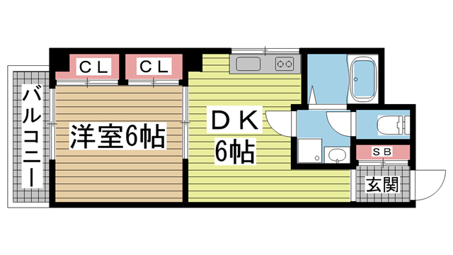 神戸市中央区北長狭通(JR東海道本線(近畿)元町)のマンション賃貸物件 間取画像
