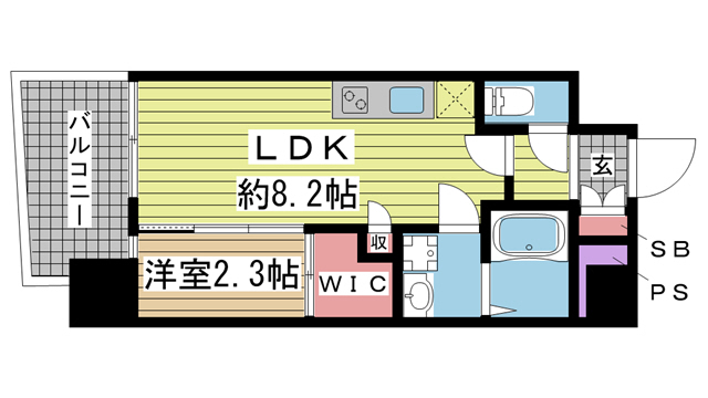 神戸市中央区日暮通(阪急神戸線春日野道)のマンション賃貸物件 間取画像