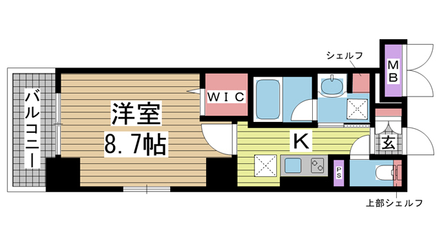 神戸市中央区熊内町(神戸市営地下鉄線新神戸)のマンション賃貸物件 間取画像