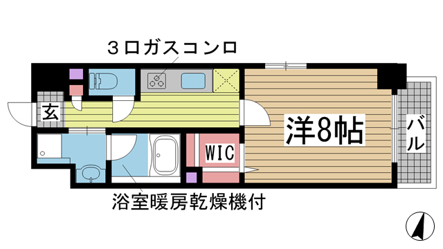 神戸市中央区楠町(JR東海道本線(近畿)神戸)のマンション賃貸物件 間取画像