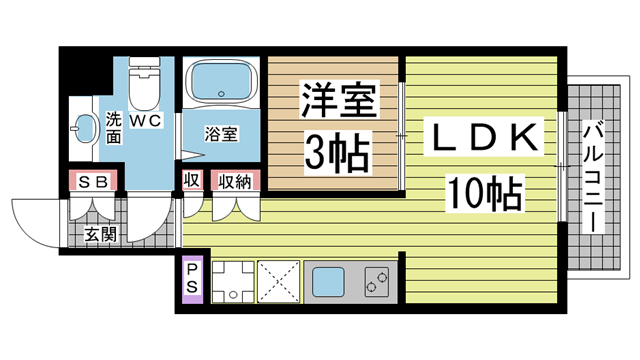 神戸市中央区元町通(JR東海道本線(近畿)元町)のマンション賃貸物件 間取画像