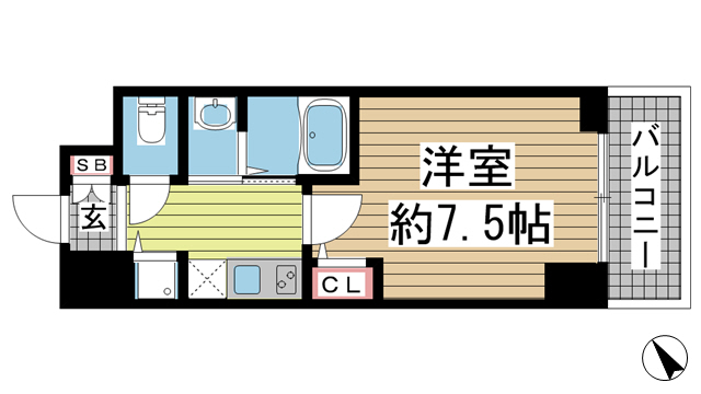 神戸市中央区海岸通(JR東海道本線(近畿)元町)のマンション賃貸物件 間取画像