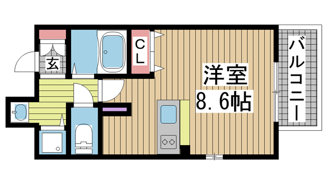 神戸市中央区八幡通(JR東海道本線(近畿)三ノ宮)のマンション賃貸物件 間取画像