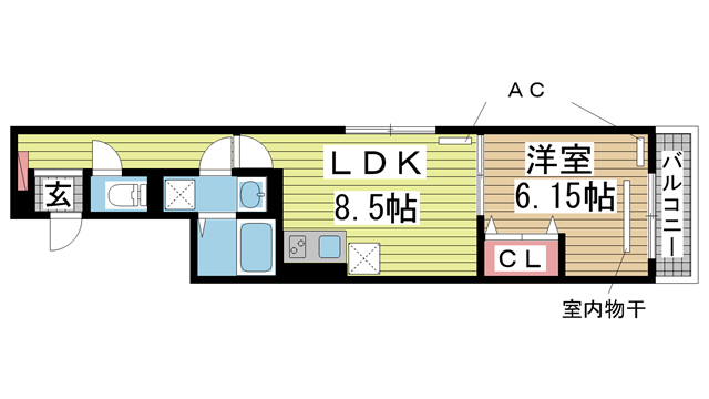 神戸市中央区旗塚通(阪急神戸線春日野道)のアパート賃貸物件 間取画像