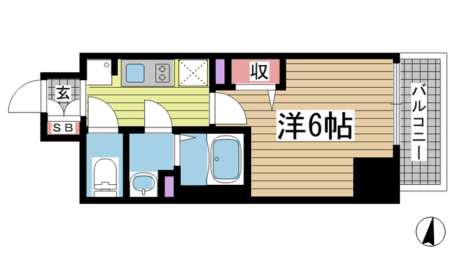 神戸市中央区琴ノ緒町(JR東海道本線(近畿)三ノ宮)のマンション賃貸物件 間取画像