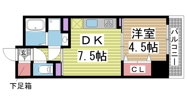 神戸市中央区海岸通(JR東海道本線(近畿)元町)のマンション賃貸物件 間取画像