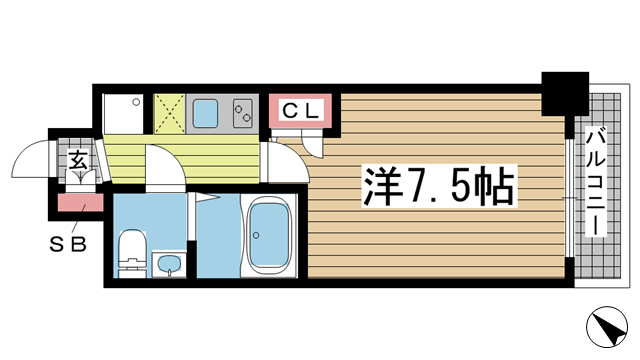 神戸市中央区御幸通(JR東海道本線(近畿)三ノ宮)のマンション賃貸物件 間取画像