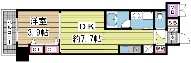 神戸市中央区元町通(JR東海道本線(近畿)元町)のマンション賃貸物件 間取画像