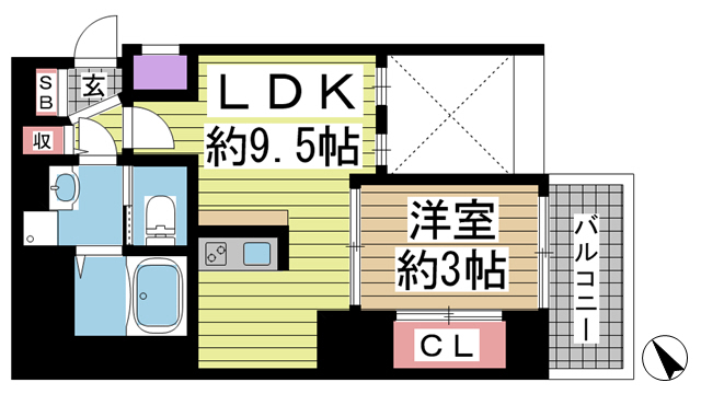 神戸市中央区海岸通(JR東海道本線(近畿)元町)のマンション賃貸物件 間取画像