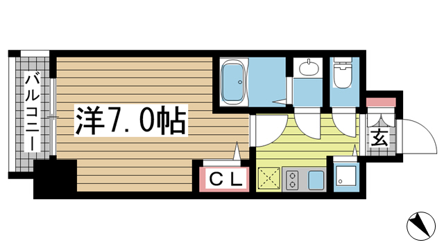 神戸市中央区御幸通(JR東海道本線(近畿)三ノ宮)のマンション賃貸物件 間取画像