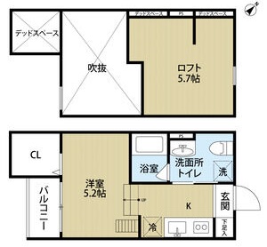 神戸市長田区野田町(JR山陽本線鷹取)のアパート賃貸物件 間取画像