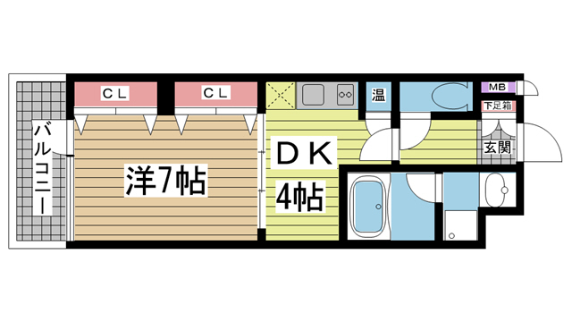 神戸市中央区琴ノ緒町(JR東海道本線(近畿)三ノ宮)のマンション賃貸物件 間取画像