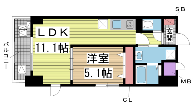 神戸市長田区大橋町(JR山陽本線新長田)のマンション賃貸物件 間取画像