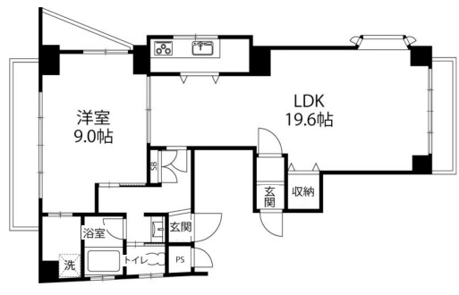 神戸市中央区熊内橋通(神戸市営地下鉄線新神戸)のマンション賃貸物件 間取画像