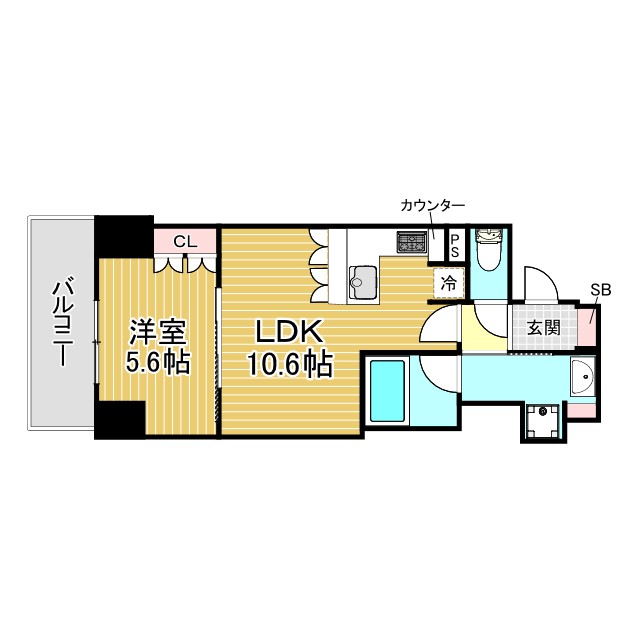 神戸市中央区八幡通(JR東海道本線(近畿)三ノ宮)のマンション賃貸物件 間取画像