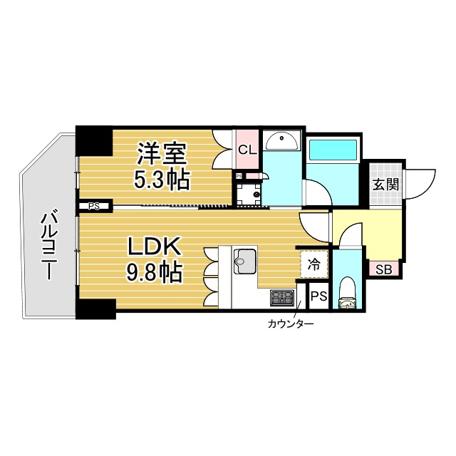 神戸市中央区八幡通(JR東海道本線(近畿)三ノ宮)のマンション賃貸物件 間取画像